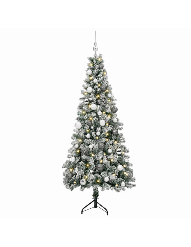 Albero di Natale artificiale con palline 150 cm 150 LED