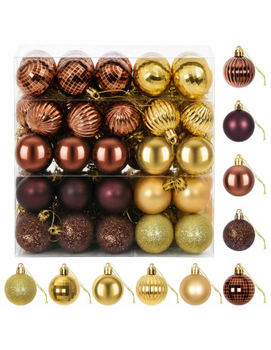 Set di Palline di Natale 100 pz Marrone e oro 4 cm Polistirolo
