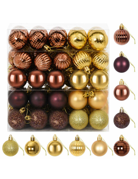 Set di Palline di Natale 100 pz Marrone e oro 4 cm Polistirolo