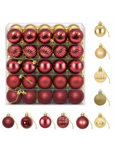 Set di Palline di Natale 100 pz Oro e rosso vino 4 cm
