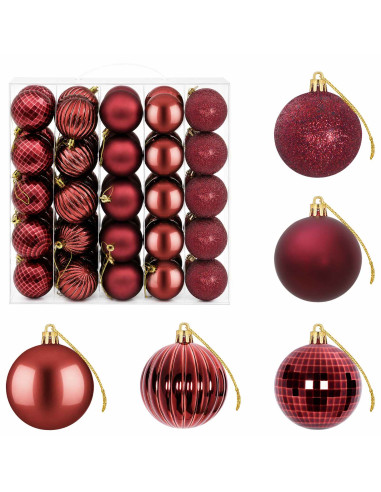 Set di Palline di Natale 75 pz Rosso Vino 6 cm Polistirolo