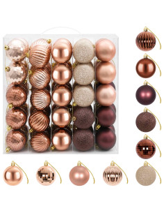 Set di Palline di Natale 75 pz Champagne e marrone 6 cm