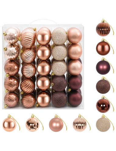 Set di Palline di Natale 75 pz Champagne e marrone 6 cm