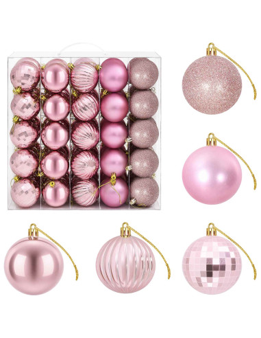 Set di Palline di Natale 75 pz Rosa 6 cm Polistirolo