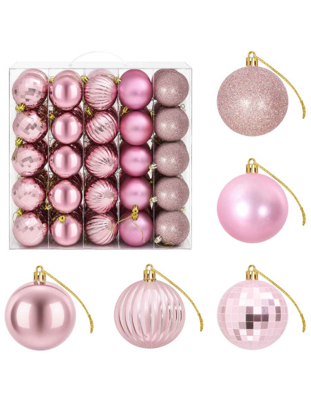 Set di Palline di Natale 75 pz Rosa 6 cm Polistirolo