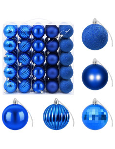 Set di Palline di Natale 75 pz Blu 6 cm Polistirolo