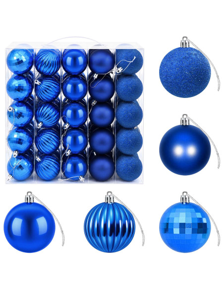 Set di Palline di Natale 75 pz Blu 6 cm Polistirolo