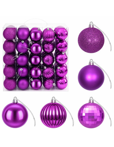 Set di Palline di Natale 75 pz Lillà 6 cm Polistirolo