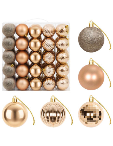 Set di Palline di Natale 75 pz Oro rosa 6 cm Polistirolo