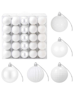 Set di Palline di Natale 75 pz Bianco 6 cm Polistirolo