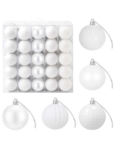 Set di Palline di Natale 75 pz Bianco 6 cm Polistirolo