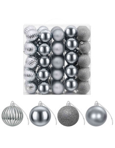Set di Palline di Natale 75 pz Grigio 6 cm Polistirolo
