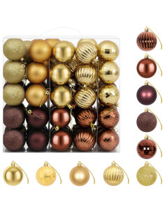 Set di Palline di Natale 75 pz Marrone e oro 6 cm Polistirolo