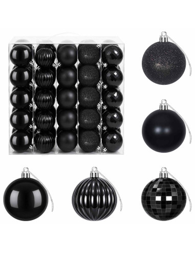 Set di Palline di Natale 75 pz Nero 6 cm Polistirolo