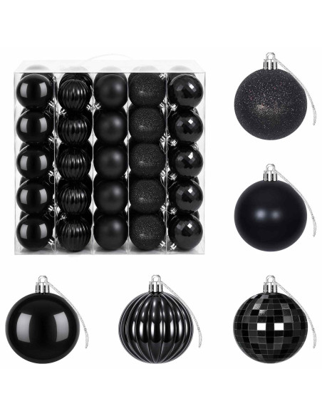 Set di Palline di Natale 75 pz Nero 6 cm Polistirolo