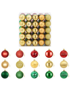 Set di Palline di Natale 75 pz Rosso, oro e verde 6 cm