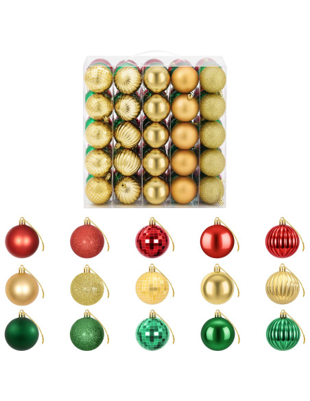 Set di Palline di Natale 75 pz Rosso, oro e verde 6 cm