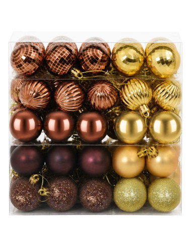 Set di Palline di Natale 100 pz Marrone e oro 4 cm Polistirolo