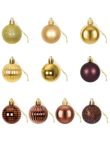 Set di Palline di Natale 100 pz Marrone e oro 4 cm Polistirolo
