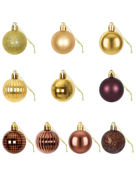 Set di Palline di Natale 100 pz Marrone e oro 4 cm Polistirolo
