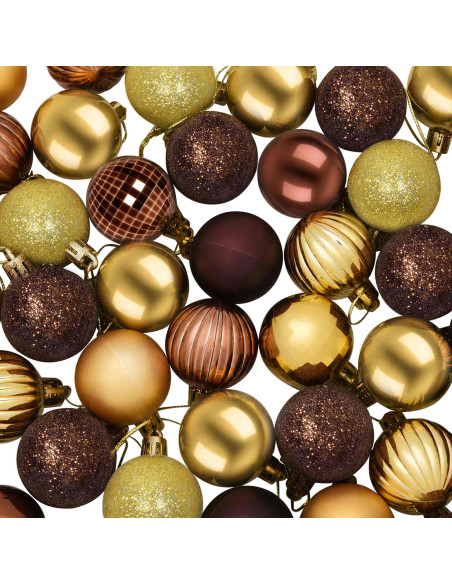 Set di Palline di Natale 100 pz Marrone e oro 4 cm Polistirolo