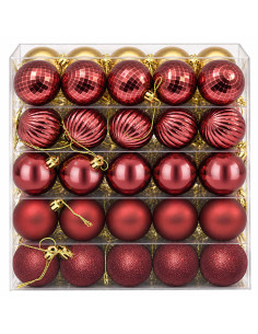 Set di Palline di Natale 100 pz Oro e rosso vino 4 cm 2