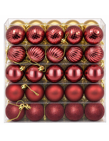 Set di Palline di Natale 100 pz Oro e rosso vino 4 cm