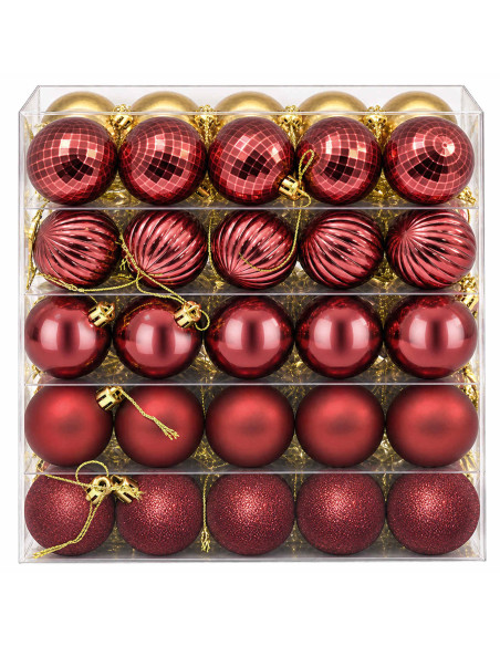 Set di Palline di Natale 100 pz Oro e rosso vino 4 cm