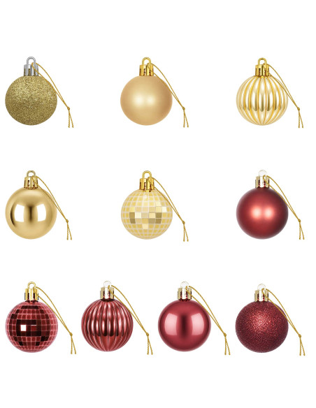 Set di Palline di Natale 100 pz Oro e rosso vino 4 cm