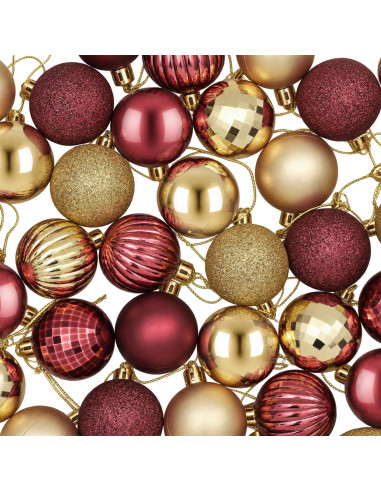 Set di Palline di Natale 100 pz Oro e rosso vino 4 cm
