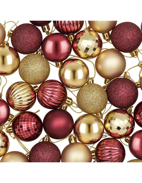 Set di Palline di Natale 100 pz Oro e rosso vino 4 cm