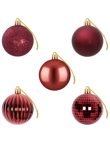 Set di Palline di Natale 75 pz Rosso Vino 6 cm Polistirolo