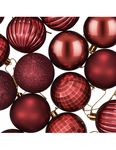 Set di Palline di Natale 75 pz Rosso Vino 6 cm Polistirolo