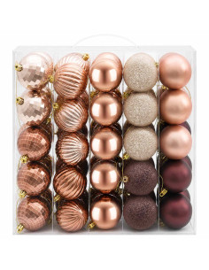 Set di Palline di Natale 75 pz Champagne e marrone 6 cm 2