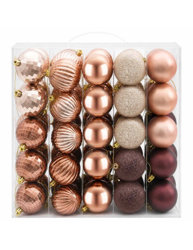 Set di Palline di Natale 75 pz Champagne e marrone 6 cm