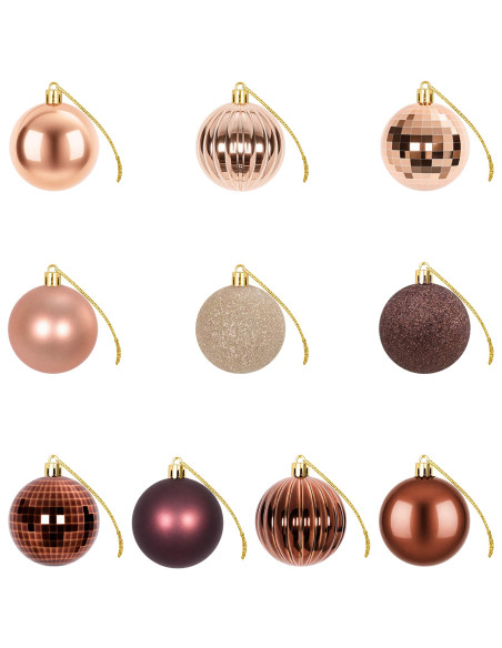 Set di Palline di Natale 75 pz Champagne e marrone 6 cm