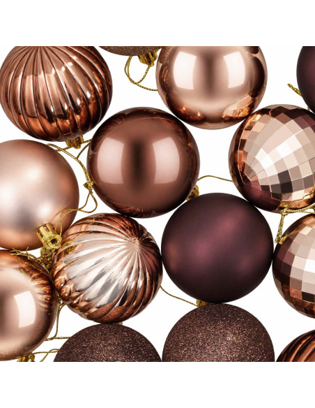 Set di Palline di Natale 75 pz Champagne e marrone 6 cm