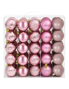 Set di Palline di Natale 75 pz Rosa 6 cm Polistirolo 2