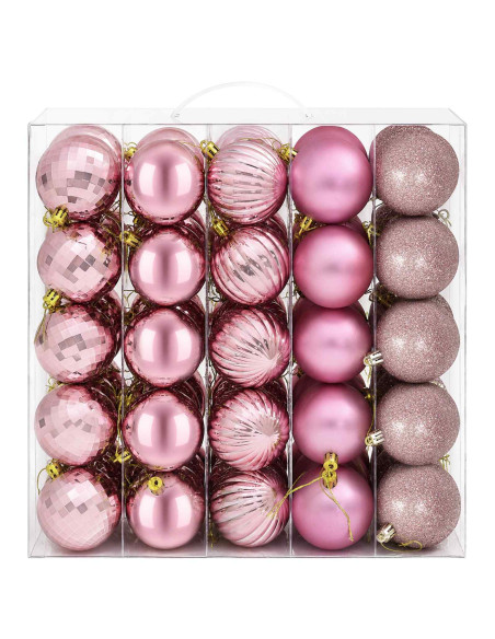Set di Palline di Natale 75 pz Rosa 6 cm Polistirolo