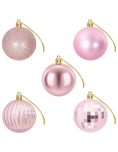 Set di Palline di Natale 75 pz Rosa 6 cm Polistirolo