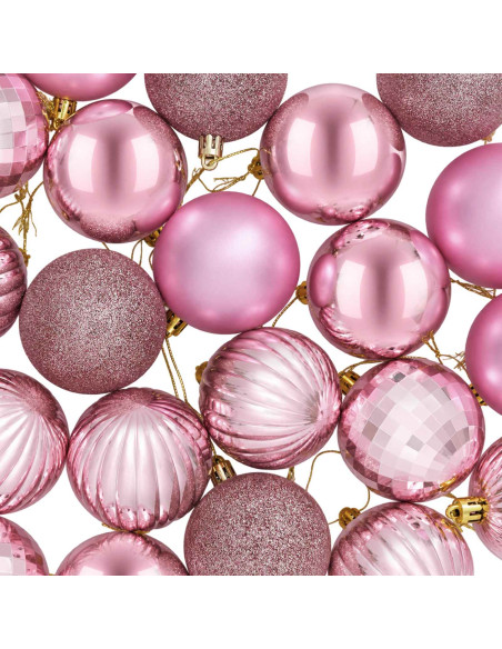 Set di Palline di Natale 75 pz Rosa 6 cm Polistirolo