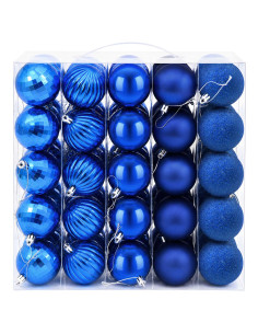 Set di Palline di Natale 75 pz Blu 6 cm Polistirolo 2