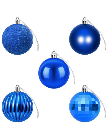 Set di Palline di Natale 75 pz Blu 6 cm Polistirolo