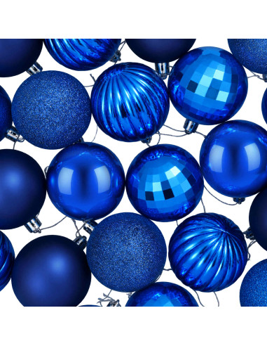 Set di Palline di Natale 75 pz Blu 6 cm Polistirolo