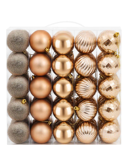 Set di Palline di Natale 75 pz Oro rosa 6 cm Polistirolo