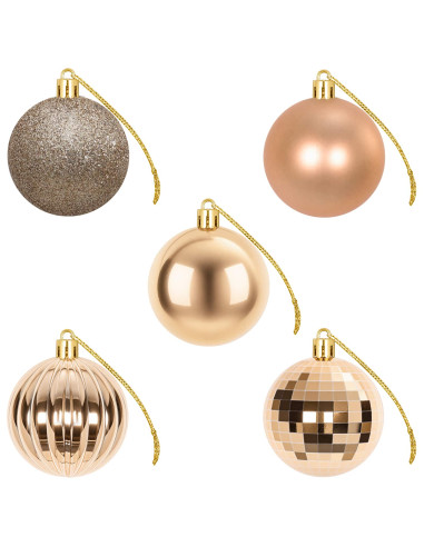 Set di Palline di Natale 75 pz Oro rosa 6 cm Polistirolo