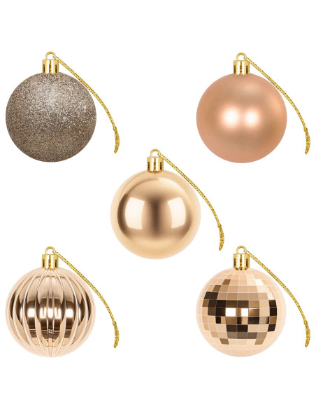Set di Palline di Natale 75 pz Oro rosa 6 cm Polistirolo