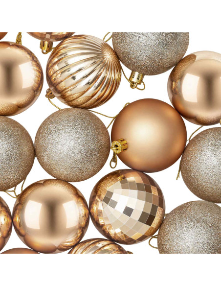 Set di Palline di Natale 75 pz Oro rosa 6 cm Polistirolo