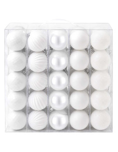 Set di Palline di Natale 75 pz Bianco 6 cm Polistirolo 2