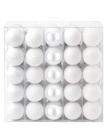Set di Palline di Natale 75 pz Bianco 6 cm Polistirolo